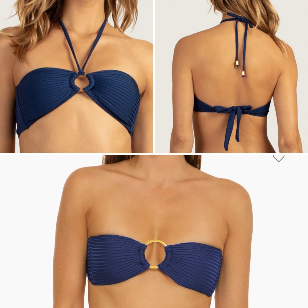 TRINA TURK- OLYMPIA RIB TWIST BANDEAU in INK Blue-Sz 12-NWT